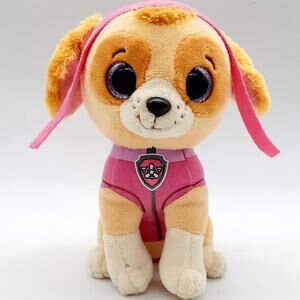 Ty Beanie Boos Skye Paw Patrol Plush Small Pink Brown Glitter Eyes With Tag